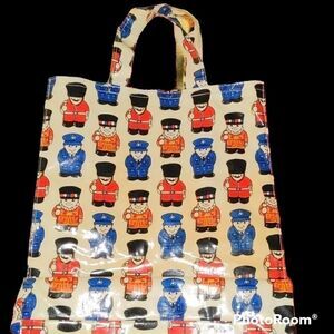Shreds Reusable Tote Bag British Guards Cartoon Print Yellow